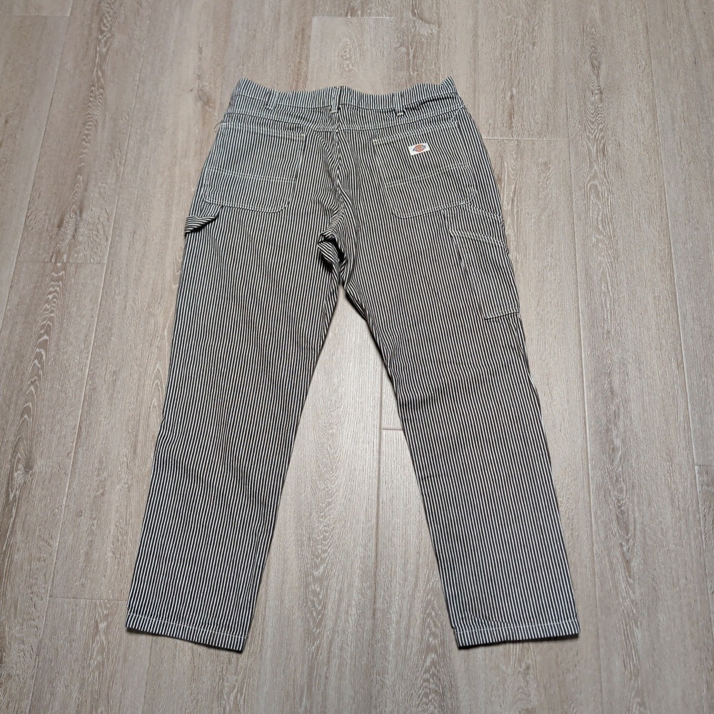 Dickies Carpenter Pants Mens 38x32 Brown Hickory Stripe Workwear Flat 36x30